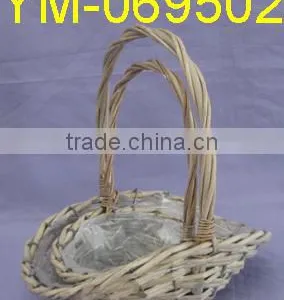 Natural Color Willow Flower Basket With Liner thumbnail-1
