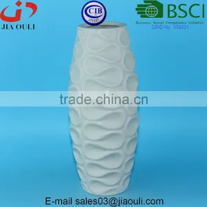 Matte Grey Ceramic Vase With Embossed Wave Design thumbnail-2