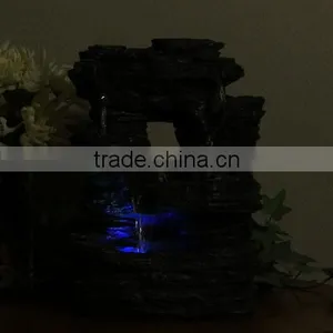 Five Stream Rock Cavern Tabletop Fountain With Multi-Colored LED Lights thumbnail-3