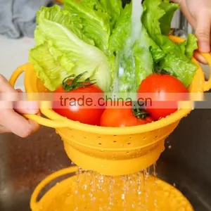 Silicone Birdbath Folding Bowls Kitchen Basket Wash Basin Silicone Basket thumbnail-1