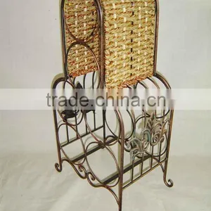 Metal Rattan Wine Bottle Rack thumbnail-1