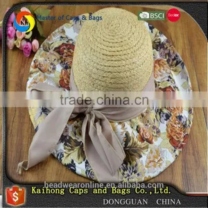 Fashion Summer Womens Straw Hats With Flower Wholesale thumbnail-2