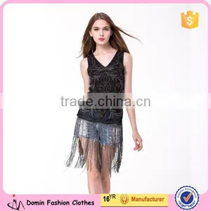 New Design Clothing Manufacturers Sequin Beaded Tassels Top For Women thumbnail-1