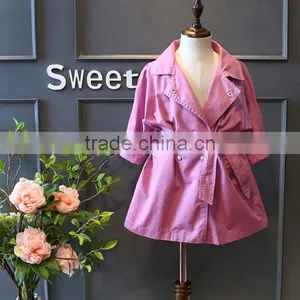 2016 Fall Boutique Girl Clothing Double-breasted Wind Coat With Belt thumbnail-1