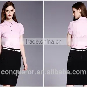 Summer Season Fashion Ladies Short Sleeve Formal Shirt thumbnail-3