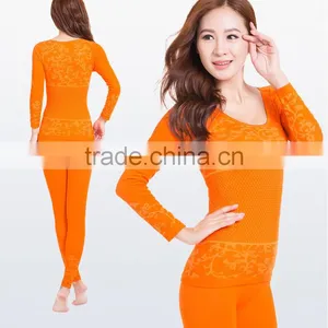 Custom 2014 New Winter Women's Modal Slim Sheath Long Johns Ladies Seamless Thermal Underwear O-neck Low Collar Top+pant Shapewe thumbnail-4
