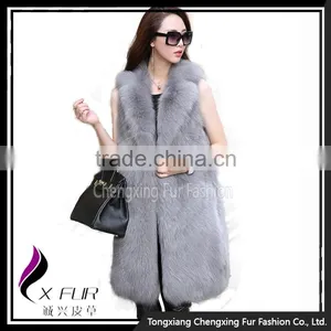 CX-G-B-17B China Supplier Fashion Women Fashion Fox Fur Long Fur Vest thumbnail-4