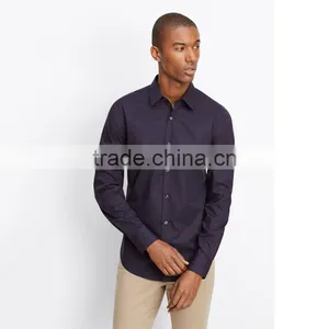 Wholesale China Manufacturer Slim Fit Solid Color Lightweight Cotton Mens Shirts thumbnail-1