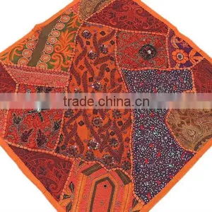 Orange Lounge Floor Pillow Cover Hand Embroidered Bed European Cushion 26in thumbnail-1