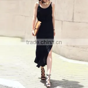 Cotton Black Slip Backless Halter Neck Sexy Summer Dress thumbnail-2