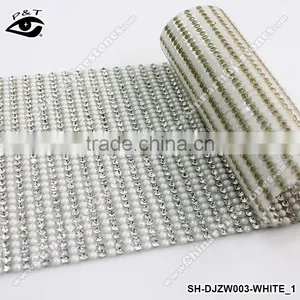 Rhinestone Mesh White Pearl Color Sheets Hotfix Rhinestone Transfer Trimming for Clothing thumbnail-1
