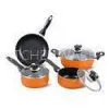 Orange 7 Pcs Nonstick Pan Set Stamped , Aluminum Cookware Sets thumbnail-1