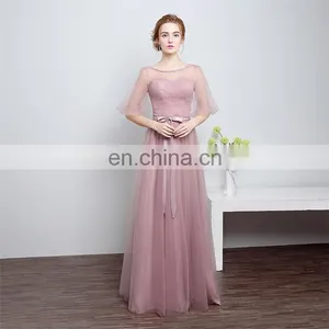 HS1613 Vintage A Line Long Cheap 2017 Wedding Prom Bridesmaid Dress thumbnail-1