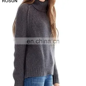 Top Selling Turtleneck no Pattern 100% Cashmere Sweater for Women in the Style of Retro thumbnail-2