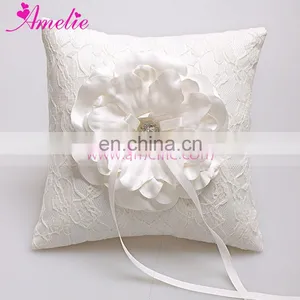 Wedding Dress Applique Lace and Flower Wedding Decoration Ring Pillow thumbnail-5