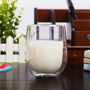 Heat Resistant High Borosilicate Clear Egg Shape Double Layer Glass Coffee Cup With Lid for Tea and Coffee Drinking thumbnail-5