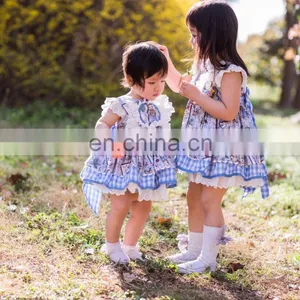 Baby GIrl Summer Blue Rabbit Turkey Vintage Spanish Lolita Princess Ball Princess Gown Dress for Girl Easter Birthday Party thumbnail-6