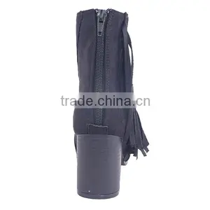 Best Selling Woman High Heel Ankle Boots Side Macrame China Forester Back Zipper Boots thumbnail-5