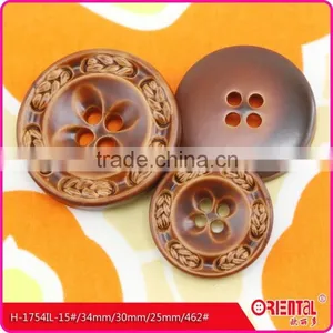 4-hole Imitation Leather Plastic Coat Button in Brown thumbnail-3