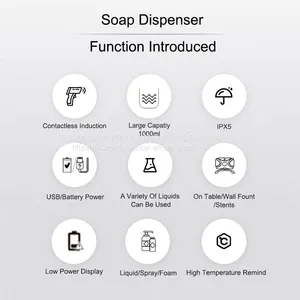 Commercial 1000ml Smart Wall Mounted Alcohol Gel Hands Free Soap Dispenser For Public Places thumbnail-3