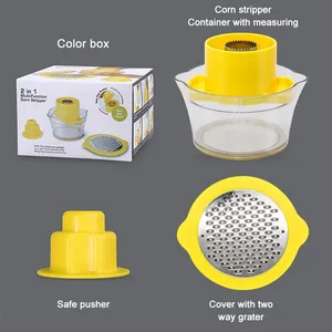 Kitchen Accessories Home and Kitchen Gadgets 4 in 1 Stainless Steel Corn Peeler Kernel Remover Grain Stripper Kitchen Gadget Kitchen Cutter thumbnail-4