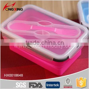 SILICONE FOLADING LUNCH BOX WITH SPOON/CHOPSTICKS(1000ML) thumbnail-1