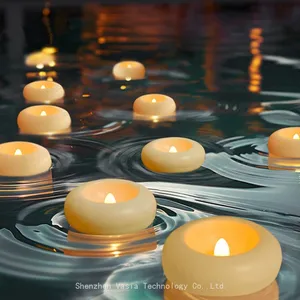 Flameless Water LED Floating Waterproof Plastic Candles Tea Light Light up Romantic Flickering Votive Tealight for Bathroom thumbnail-3