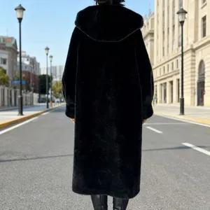 Women's Long-line Faux Fur Mink-style Coat for Autumn and Winter thumbnail-3