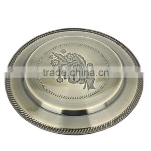 Vietnam Style Stainless Steel Serving Dish, Large Round Copper Serving Tray thumbnail-5