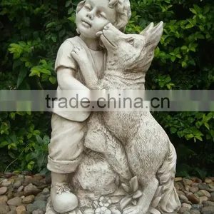 Garden Decoration Resin Girl and Dog Statue thumbnail-2