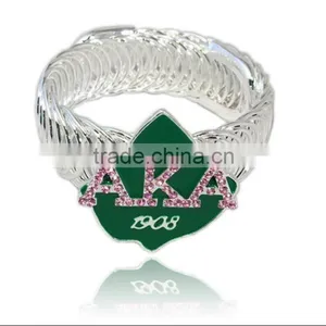 Customized AKA IVY 1908 Pink and Green Bangle Jewelry for Sorority and Fraternity Spring Open Style Cuff Bangle Jewelry Quality Choice thumbnail-1