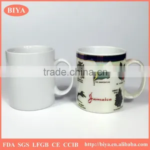 Ceramic Souvenir Mug 11oz Promotion White Porcelain Coffee Mug Coated Five Colors Pearl Glazed, Design Can be Custom thumbnail-4