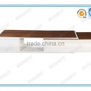 Modern Mdf White and Walnut Living Room tv Stand Cabinet Design Expansion TV Stand 1450F thumbnail-1