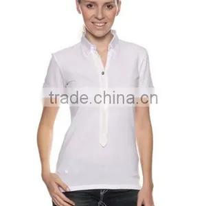 Slim Fit Design Women Organic Cotton t Shirt Wholesale Polo Shirt thumbnail-3