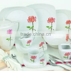 China Wholesale Latest Dress Designs47 Pcs Decal Porcelain Dinnerware Set thumbnail-2