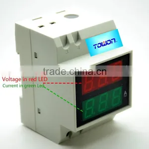Din Rail Ammeter Voltmeter Dual Dipaly AC80-300V AC0.1-99.9A Amp Volt Combo Meter thumbnail-2