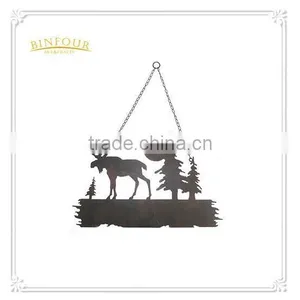 ZB150248 Hot Wall Decoration Deer and Trees Metal Wall Plaque thumbnail-1