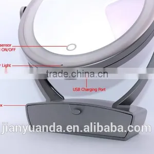 5X Magnifying Lighted Touch Screen Mirror With Organizer thumbnail-6