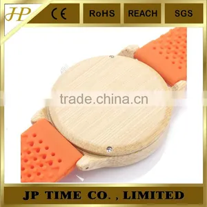 Bamboo Wooden Watch Cloth Dial Soft Silicone Band Quartz Hot Watch thumbnail-2