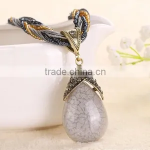 New Fashion Women Long Bib Crystal Pendant Vintage Statement Necklace Jewelry thumbnail-5