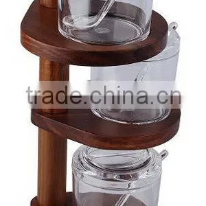 Wooden Unique Spice Rack With 3 Removable Tiers and 3 Acrylic Bottles thumbnail-1