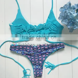 Latest Blue Weaven Design Halter Swimwear Sexy thumbnail-1
