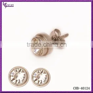 Fashinable 316 Stainless Steel Cartilage Custom White Stone Stud Earrings thumbnail-1