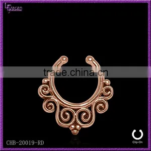 Tribal Swirls Flower Indian Fake Nose Ring thumbnail-3