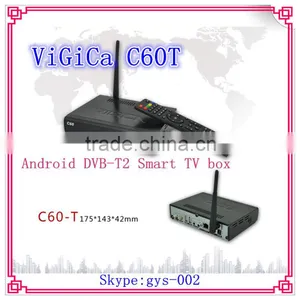 Newest Factory Wholesale Android DVB-T2 Smart TV Box Vigica C60T Support Wifi, 3G,3D, XBMC thumbnail-1