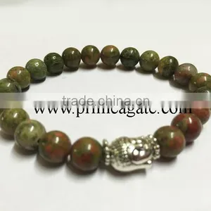 Unakite Stretchable Hot Selling Colorful Hot Sale Agate Buddha Bracelet thumbnail-1