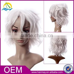 High Quality White Silk Top Lace Front Wig Small Head Short Synthetic Hair Wig thumbnail-1