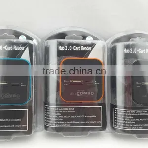 All in One Multi-card Reader With 3 Ports USB 2.0 Hub Card Reader Combo Usb Hub For SD/MMC/M2/MS thumbnail-1