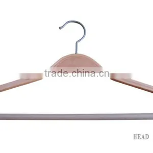 HH Laminated Wooden Hanger With Bar, Cheap Natural Color Hanger High Quality Hanger thumbnail-2