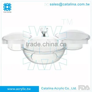 High Quality Acrylic Plastic Banquet Wedding Dessert Fruit 3 Around Compartment Tray thumbnail-1